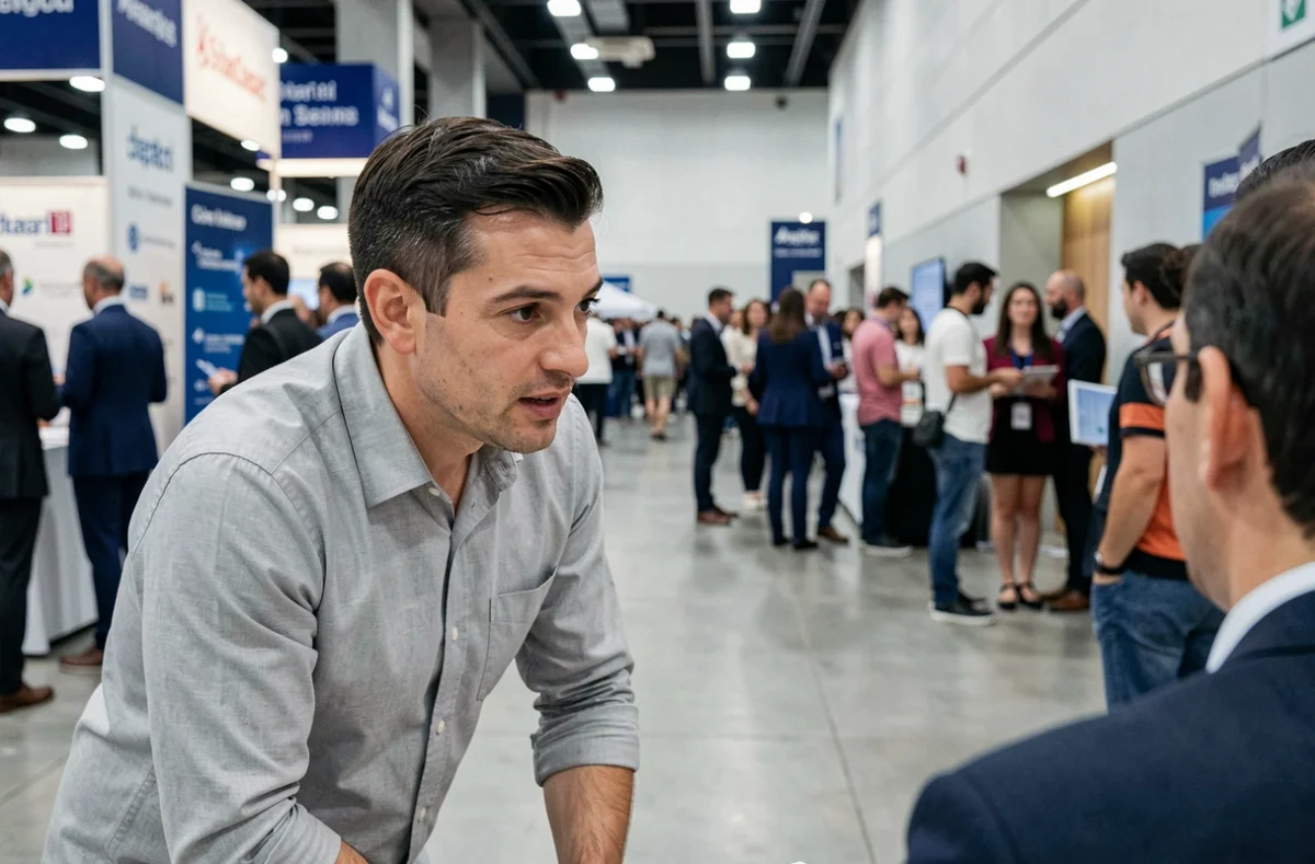 Cédric Guerin échangeant avec un participant lors du networking au TeknSEO 2026