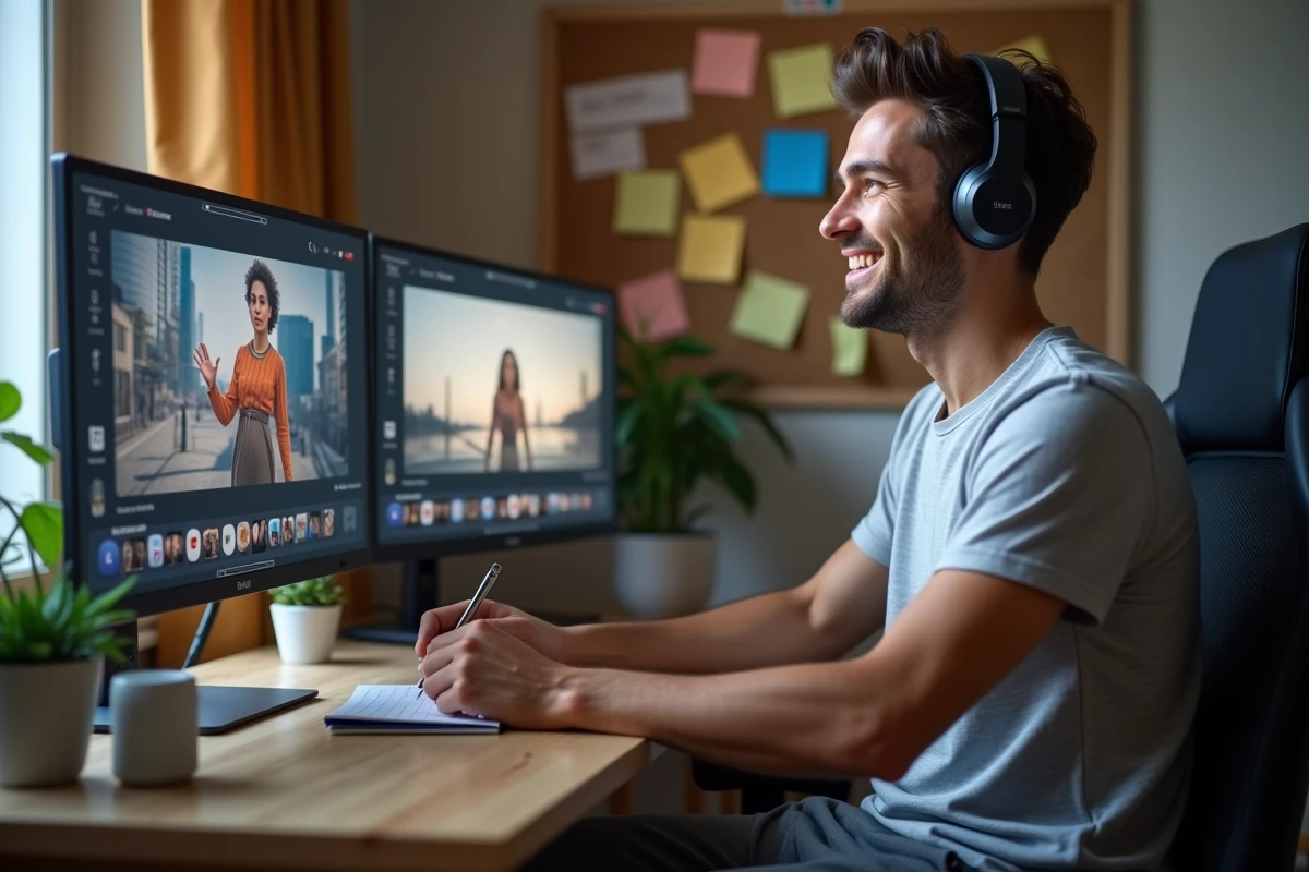 Jeune homme travaillant sur son ordinateur dans un bureau moderne