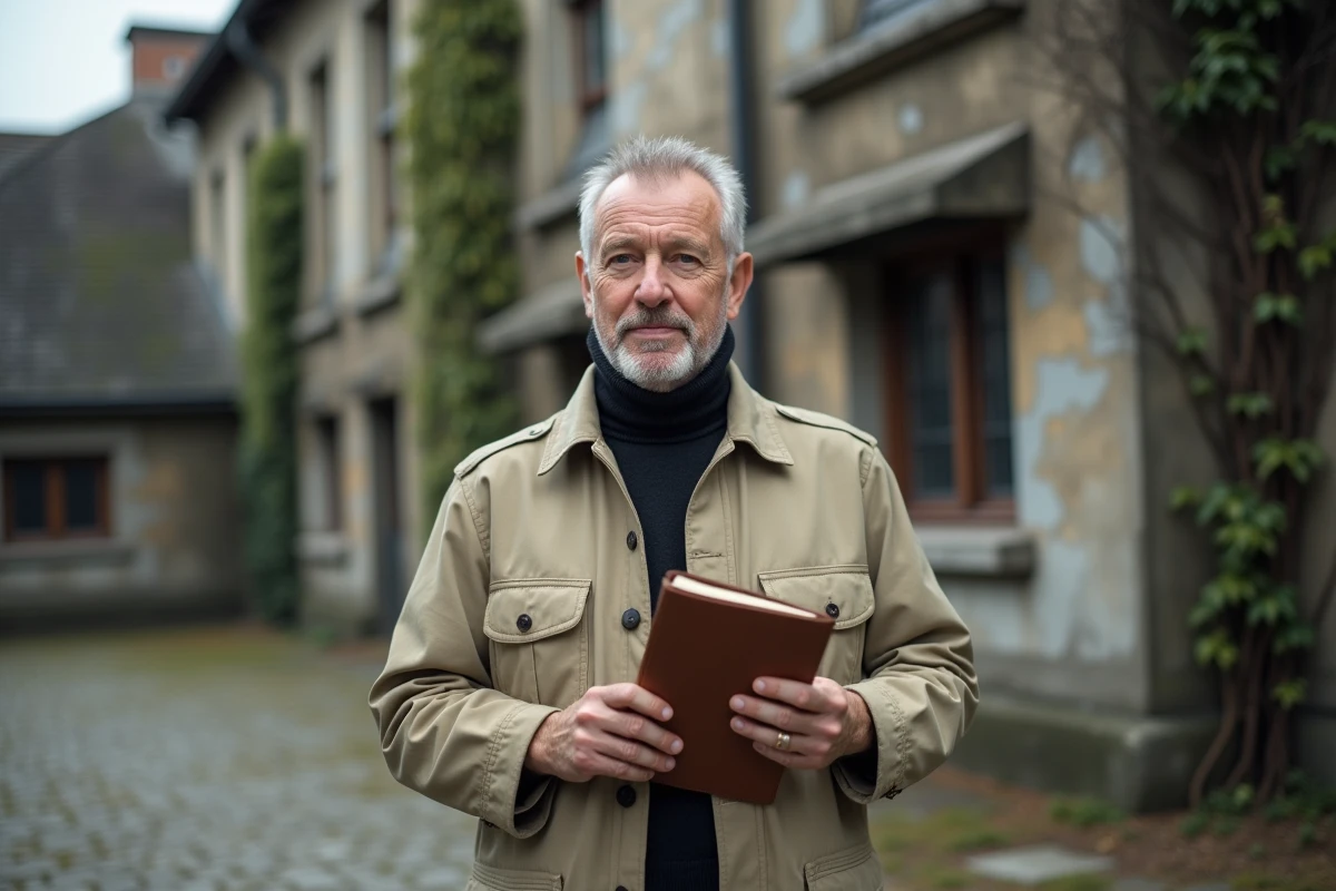 Jean-Louis Garret en extérieur devant un bâtiment industriel, symbolisant son parcours et son engagement terrain